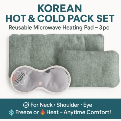 Korean Hot & Cold Therapy Pack Set of 3 – Reusable Microwave Heating Pad - Image 1 of 4