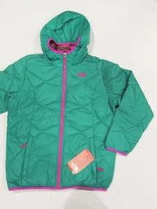 New tag Girls North Face Green Moondoggy Reversible 550 Hooded Down Jacket XL - Picture 1 of 8