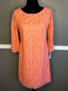 London Times Women's Size 4 Peach Lace Dress NWT - Picture 1 of 3