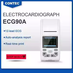 CONTEC ECG90A Handheld 12-lead ECG Electrocardiograph Portable machine printer - Picture 1 of 9