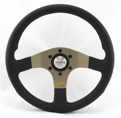 Momo Leder Sportlenkrad Tuner silber 32 320mm o.Ring schwarz anthrazit steering  - Bild 1 von 4