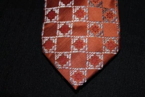 Tommy Bahama Mens Tie Necktie Designer Burnt Orange with diamonds  and squares - Picture 1 of 8
