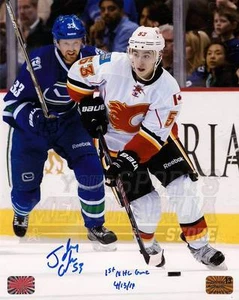 Johnny Gaudreau Calgary Flames Signed Autographed 1st NHL Game Inscribed 8x10 - Picture 1 of 1