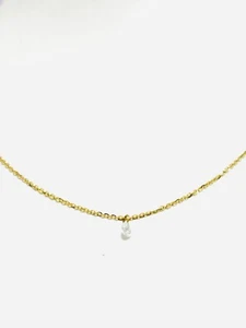 Collana con diamante taglio goccia forato 0.15 ct in oro giallo 18 kt - E Color - Imagen 1 de 15