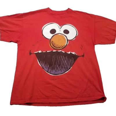 Camiseta Elmo Hombres XL Roja Cara Sonrisa Manga Corta De Colección Y2K Plaza Sésamo TV Muppets Foto 1 de 4