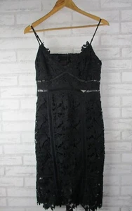 Bardot womens pencil dress black lace new 12 (10) v-neck strappy - Picture 1 of 13