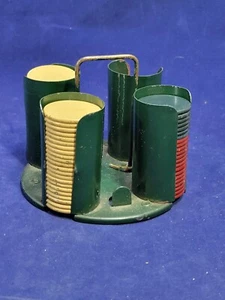 Vintage Metal Holder/Tray/Caddy For Clay Poker Chips Circa 1930's 84 Clay Chips - Picture 1 of 15