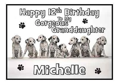JUSTGORJUS dalmatian puppies personalised A5 birthday card daughter sister son brother name