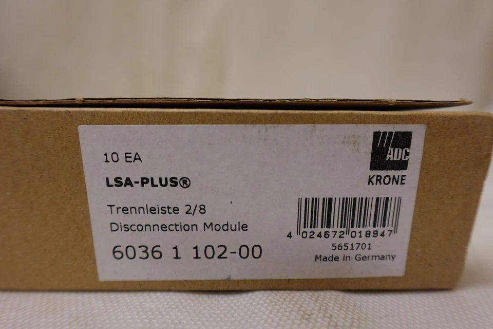 ADC KRONE 6036-1-102-00 LSA-PLUS Disconnect Module Modules 2/8 - Box of 10 - NOS - Image 1 of 4