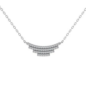 14K White Gold Natural Diamond Fashion Pendant Necklace 18" Silver Chain - Picture 1 of 6