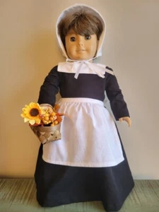 Robe 6 pièces fait main Pilgrim, Amish avec tablier et châle convient American Girl - Photo 1/6