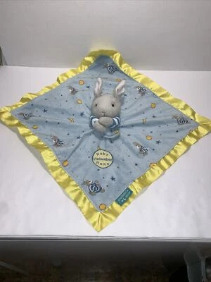 Goodnight Moon Plush Bunny Rabbit Security Baby Boy Lovey Blanket Yellow Blue - Image 1 of 4
