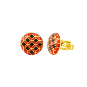 Unique Handcrafted Sterling Silver Cufflinks Bold Red & Blue Enamel Accents - Picture 1 of 6