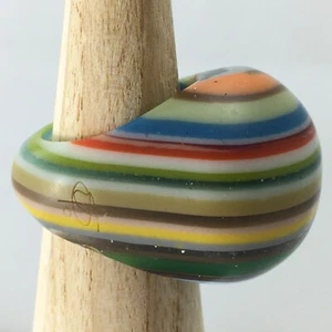 SOBRAL Liquorice Blue Multi Colour Stripe Cocktail Resin Plastic Ring SZ 7-7.5 N - Picture 1 of 24
