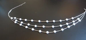 Impresionante Collar de Moda Marca Nueva Y Imitación Perla en Cadena de Plata Collar 17-20" - Imagen 1 de 4