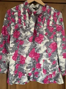 NW3 Silk & Wool Blouse Size UK 10 - Pink & Grey Print With Tie - Picture 1 of 6
