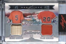 2021 Brooks Frank Robinson Leaf Art of Sport DUAL PATCH BAT RELIC 1/2 Orioles