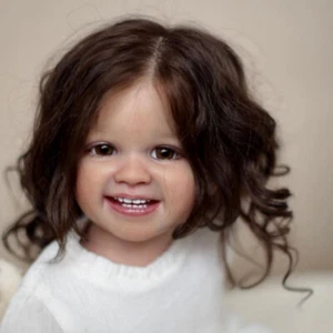 Bambola Reborn 30 pollici rifinita bella bambina radicata capelli castani panno corpo - Foto 1 di 2
