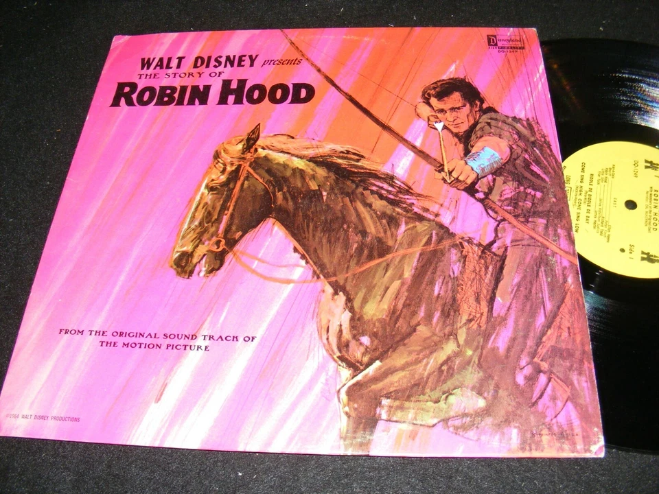 Clean DISNEYLAND LP Walt Disney Presents the Story Of Robin Hood 64 Yellow Labls Foto 1 de 1
