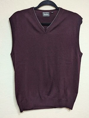 Chaleco Suéter Neiman Marcus Para Hombre Borgoña Mezcla Lana Sin Mangas Mediano Foto 1 de 4