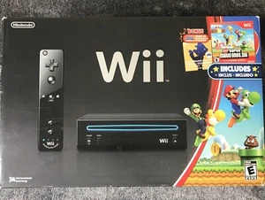 Nintendo Wii Console Super Mario Bros Edition Black Complete In Box CIB - Picture 1 of 22