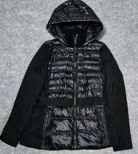 Calvin Klein Jacket Womens XS Black Duck Down Puffer Hooded Performance Logo - Picture 1 of 7