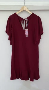 NWT - BOOHOO Maternity Angel Sleeve Ruffle Dress Size 12 - Picture 1 of 10