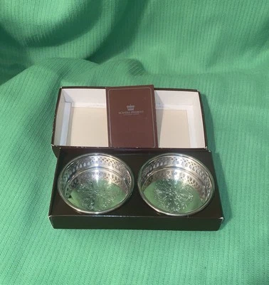 Vintage Pierced Bottle Coasters~Silver Plated ~ Scandia Silver - Image 1 of 4