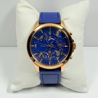 Tommy Hilfiger Henry 1710475 Blue Dial Blue Leather Strap Men’s Watch - Image 1 of 4