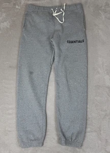 Fear Of God Essentials Sweatpants Mens L Gray Preowned Stain Fleece Athleisure - Picture 1 of 11