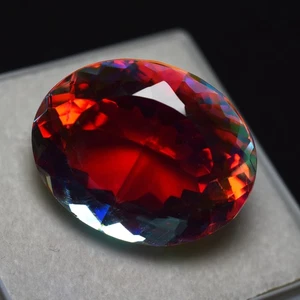 50.70 Ct Mystic Quartz Loose Gemstone Rainbow Color Natural Oval Cut CERTIFIED - Picture 1 of 6