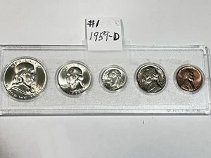 1959-D MINT SET PUT TOGETHER IN 1959 FRESH COINS FROM THE BANK PUT INTO A HOLDER - Picture 1 of 2