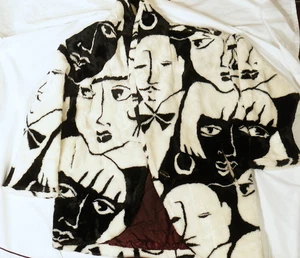 Chaqueta de invierno vintage DonnyBrook Picasso de piel sintética polar (mediana) ~ ¡Preciosa! - Imagen 1 de 24