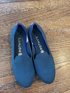 Rothy's Flat Round Toe Slip On Color Neon Stripe/ Bottle Blue RETIRED Size 8 - Picture 1 of 8