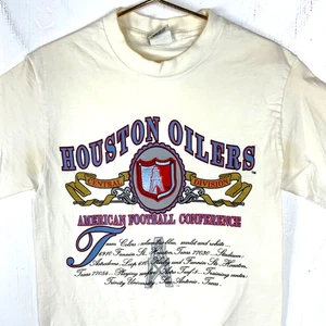 Vintage Houston Oilers T-shirt Large White Nfl Single Stitch 90s - Picture 1 of 5