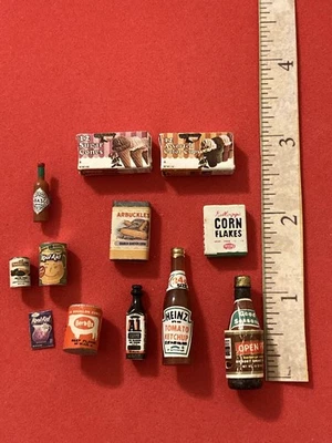 Dollhouse Miniature Packaged Groceries Foods Brand name boxes cans Lot 12 PCs.  - Image 1 of 4