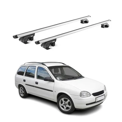 Barres de toit transversales pour Opel Corsa B Break 1993-2000 Alu Gris 2x ABE - Photo 1/4
