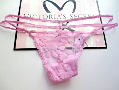 VICTORIA'S SECRET PINK Wink V-String Thong VS Hushed Lilac S M L XL Sequin Lace - Image 1 of 4