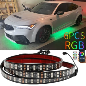 6PCS Car Underglow Double Row RGB Dream LED Strip Lights APP Remote For Acura TL - Imagen 1 de 17