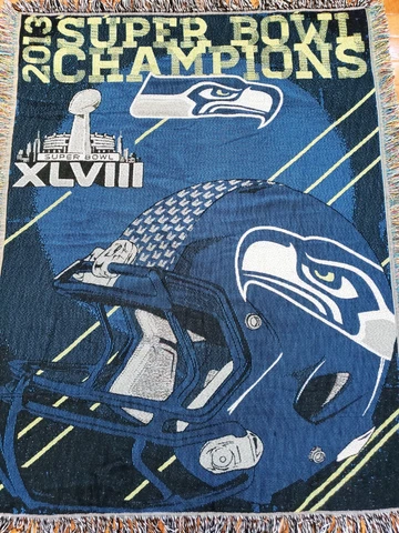 Seattle Seahawks Super Bowl 48 XLVIII Throw Blanket 2013 Champions 50" x 60" Cover
