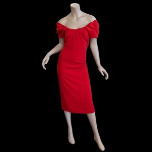 A.L.C. Nora Off-The-Shoulder Red Midi Sheath Dress – Size 6 - Retail: $550 - Picture 1 of 17
