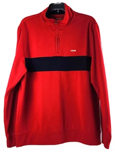 IZOD Men's Golf Pullover Sweater Perform-X Mock Neck 1/4 Zip Red VGUC! - Picture 1 of 13