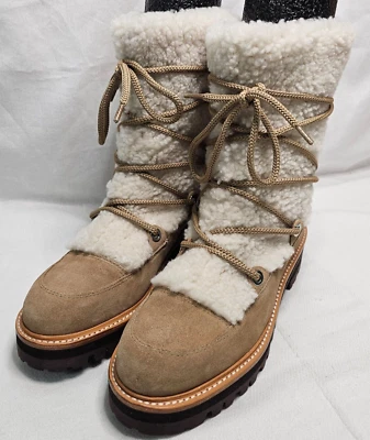 Marc Fisher Mlisha Snow Boots Brown Leather Genuine Shearling Womens Size 9M EUC - Image 1 of 4