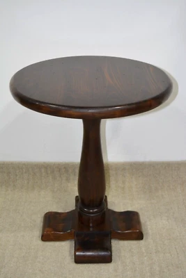 Ethan Allen Antiqued Pine Pedestal Table Round Candle Stand #12-8010 ca 1978 - Image 1 of 4