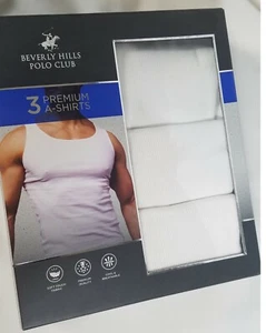 Beverly Hills Polo Club 3 Tank Tops M White A-Shirts Cool, Breathable SHIPS FREE - Picture 1 of 5