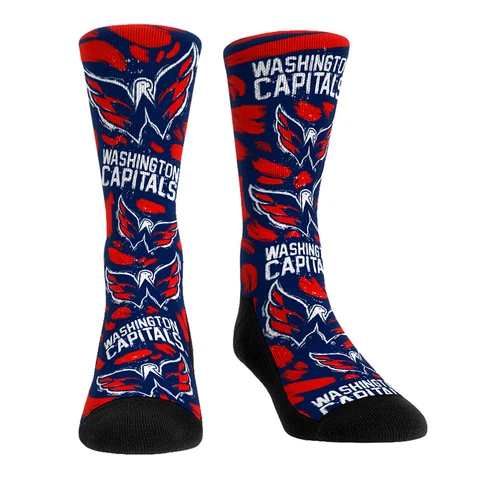 Unisex Rock Em Socks Washington Capitals Allover Logo & Paint Crew Socks Cover