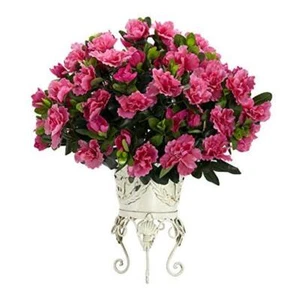 Azalea with Metal Planter Silk Plant 20 x 18 x 19 Pink - Picture 1 of 6