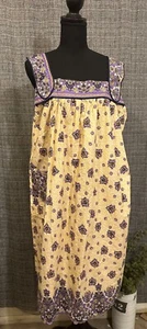 Mujer XL Mumu Vestido de Casa Ropa de Salón Amarillo Púrpura Floral Sibila Colección - Imagen 1 de 5