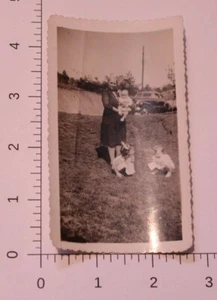 Vintage Photo of an older woman man and 3 children posing by an old car BI1 - Picture 1 of 1