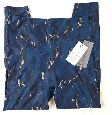 NWT Nine West Active Cropped Leggings Sz MEDIUM Blue Pockets High Rise NEW $68 - Image 1 of 4